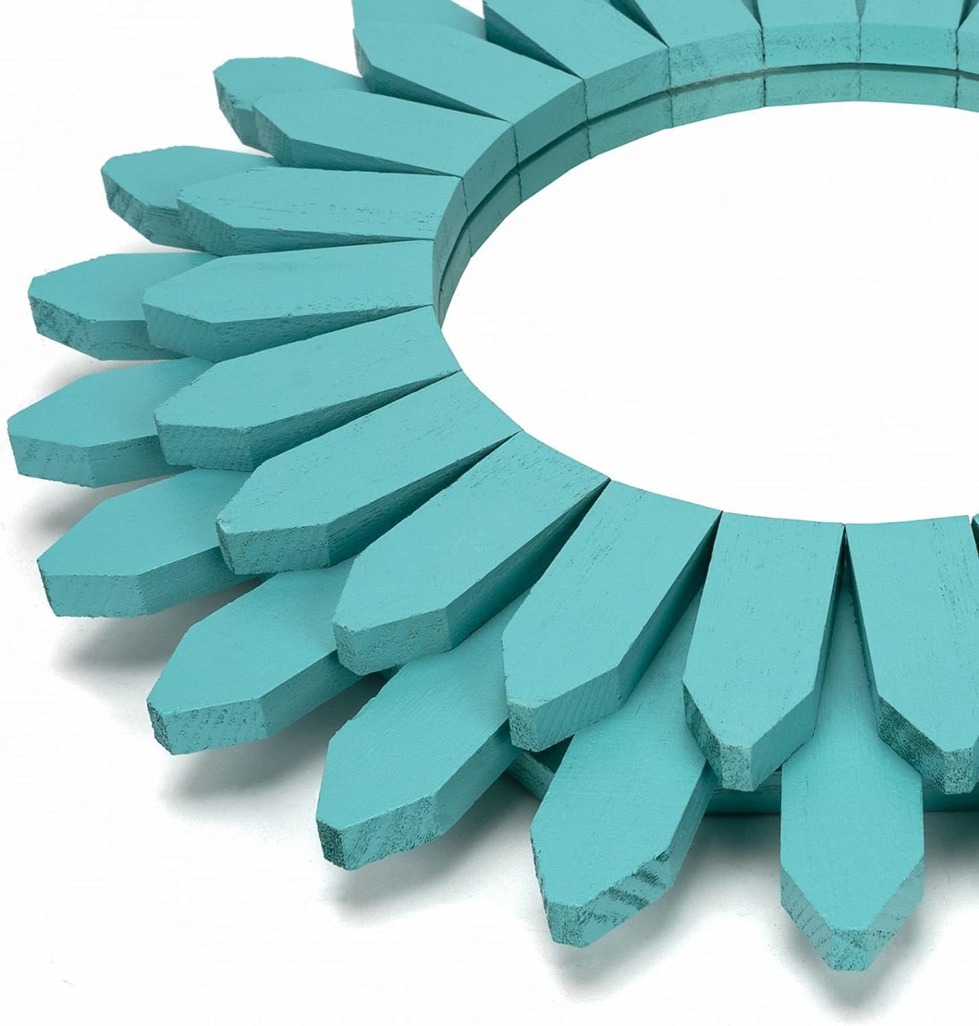 Honiway Beach Wall Decor Mirror 2 Pack 12 inch Wood Coastal Wall Decor Sunburst Boho Home Decor Room Decor for Bedroom Living Room Entryway Cyan