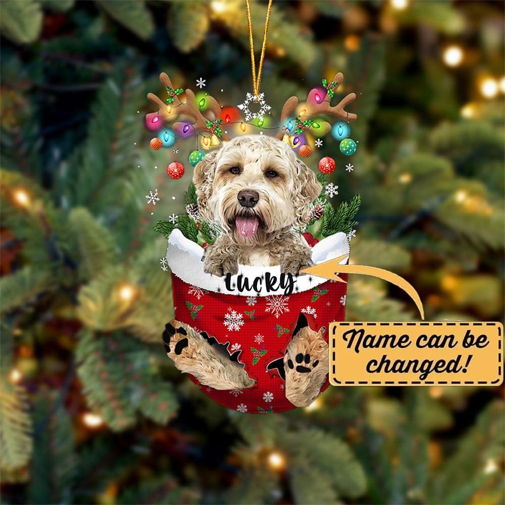Goldendoodle 1 Dog Christmas Ornament, Goldendoodle 1 in Snow Pocket Christmas Tree Ornament, Dog Lovers Gift Idea Xmas Decor, Christmas Decorations for Tree, Christmas Ornament Gift for Dog Lovers
