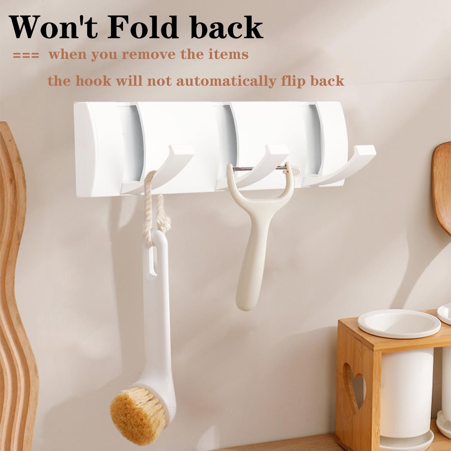 Folding Coat Hooks, Wall Mounted Coat Rack with 3 Retractable Hooks, Heavy Duty Towel Rack for Bathroom Wall Hook for Hanging Clothes Bathrobe, Stainless Steel Coat Hanger for Entryway(White)