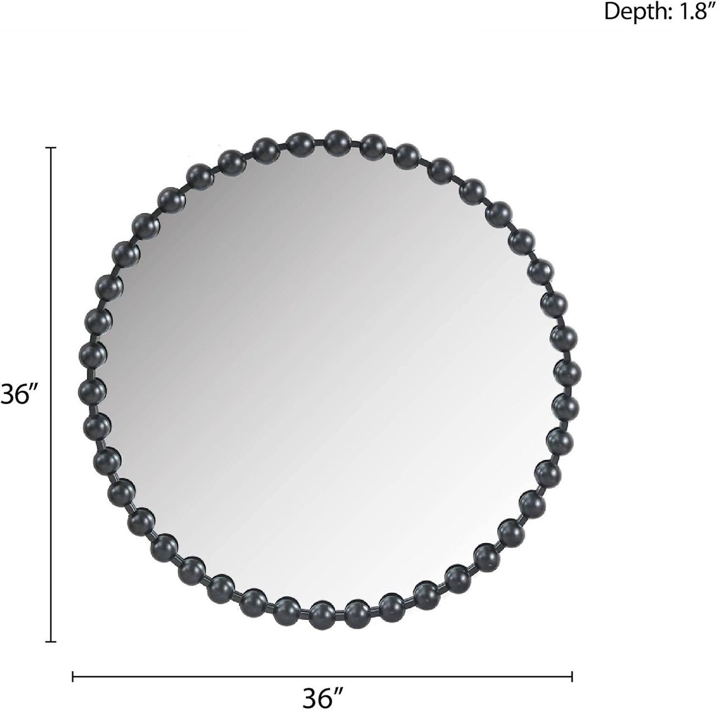 Madison Park Round Mirror, Metal Frame Circle Mirror 36 inch, Wall Art Decor Mounted Hanging for Entryway, Bathroom, hallway, Living Room, Vanity, Marlowe, Black