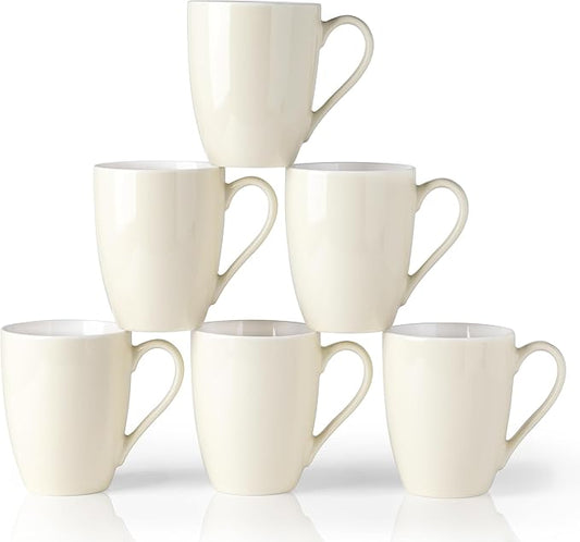 GBHOME 16oz Coffee Mugs Set of 6, Large Ceramic Coffee Mugs for Man, Woman, Dad, Mom, Modern Coffee Mugs Set with handle for Tea/Latte/Cappuccino/Milk/Cocoa. Dishwasher&Microwave Safe,Beige