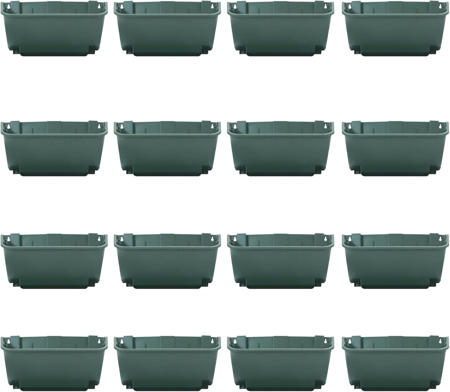 16Pcs Vertical Wall Planter, 13 inch Wall Mounted Garden Planters, Plastic Wall Hanging Planter with Drainage Holes, Wall Planters for Patio Outdoor Decor, Balcony Plant Hanging Flowerpot (Green)