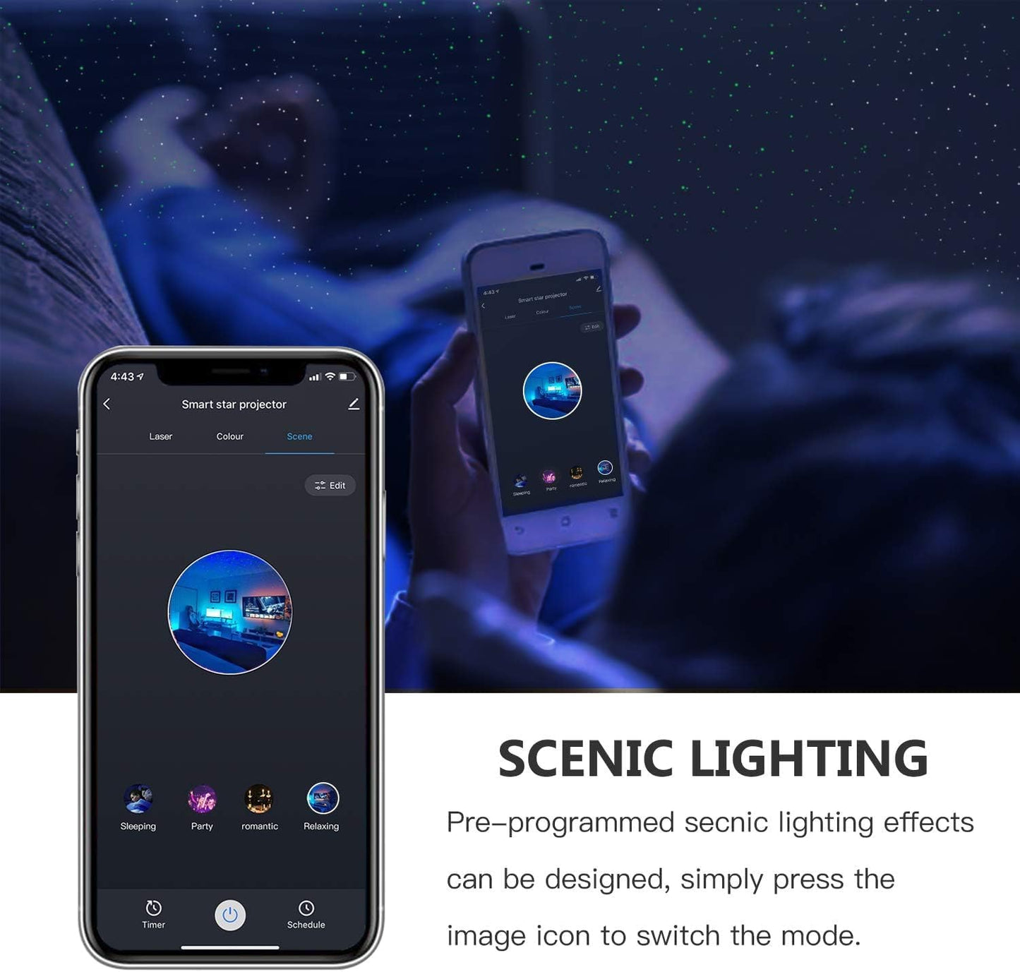 Star Projector, Galaxy Projector for Bedroom, Smart APP & Voice Control Galaxy lamp, Compatible with Alexa & Google Home, for Kids Adults Bedroom,Room Decor,Game Room,Party (Black Round)