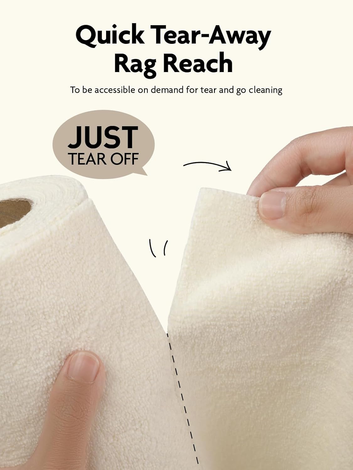 Fantasticlean Microfiber Cleaning Cloth Roll -40 Pack, Tear Away Microfiber Towels, 12" x 12", Reusable, Washable, Scratch Free, Ultra Absorbent Dish Rags for Car, Home, Garage or Shop (Beige)