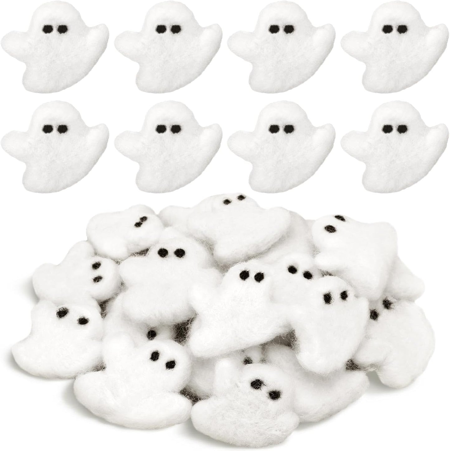 24 Pcs Halloween Felt Ghosts Wool Felted DIY Ornament Ghost for Halloween Party Decoration Home Indoor Outdoor Supplies(White)