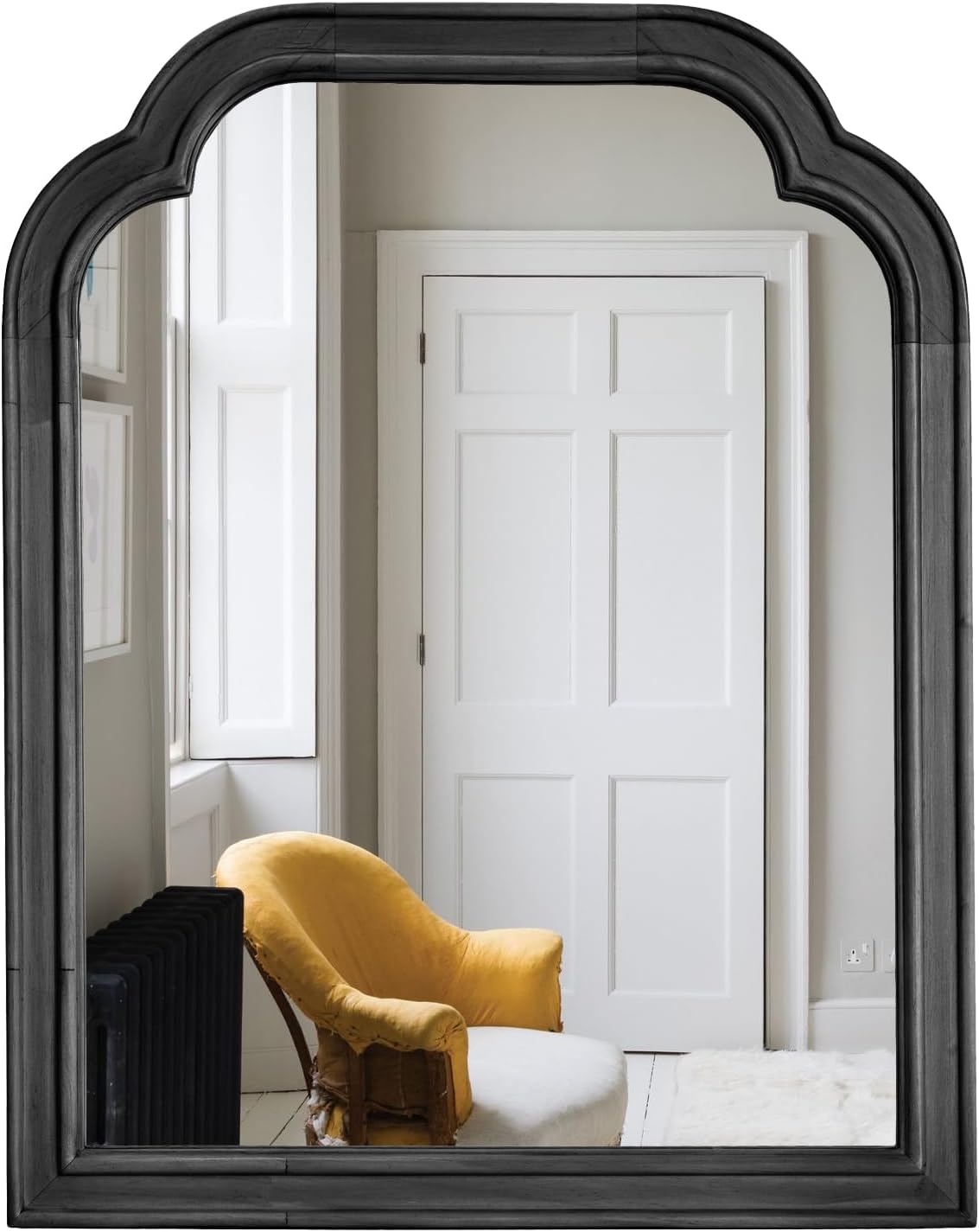 WallBeyond Wood Bathroom Mirrors for Wall Mounted, 16" x 20" Rustic Wood Frame Wall Mirrors Decorative for Living Room or Bedroom Vanity Mirror (Black)