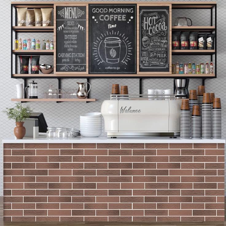 100 Vintage Brown/Red Faux Brick Wall Tiles, 3D Thin Brick Veneers for Bedroom, Bathroom, Kitchen, Fireplace and Fence Wall Panels (14.2 sq ft)