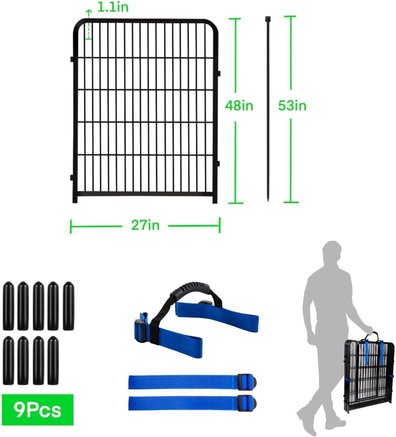 Garden Fencing 48 inch High, 8 Panels Total 17.7Ft(L). Garden Fence Border, Flower Bed Fencing, Dog Fences for The Yard, Dog Digging Fence Barrier (No Gate)