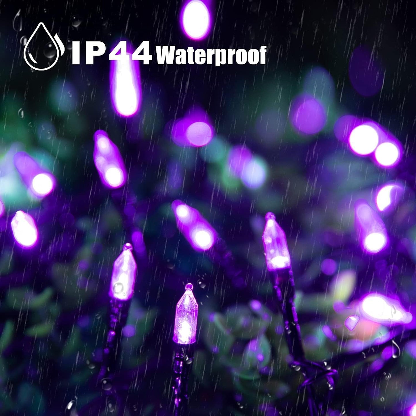 2Pack Christmas Lights Outdoor, 33FT 100 LED Mini Purple Lights Plug in with 8 Modes for Outdoor Indoor Christmas Tree Light Party Holiday Commercial Decorations, Waterproof & Connectable, Purple