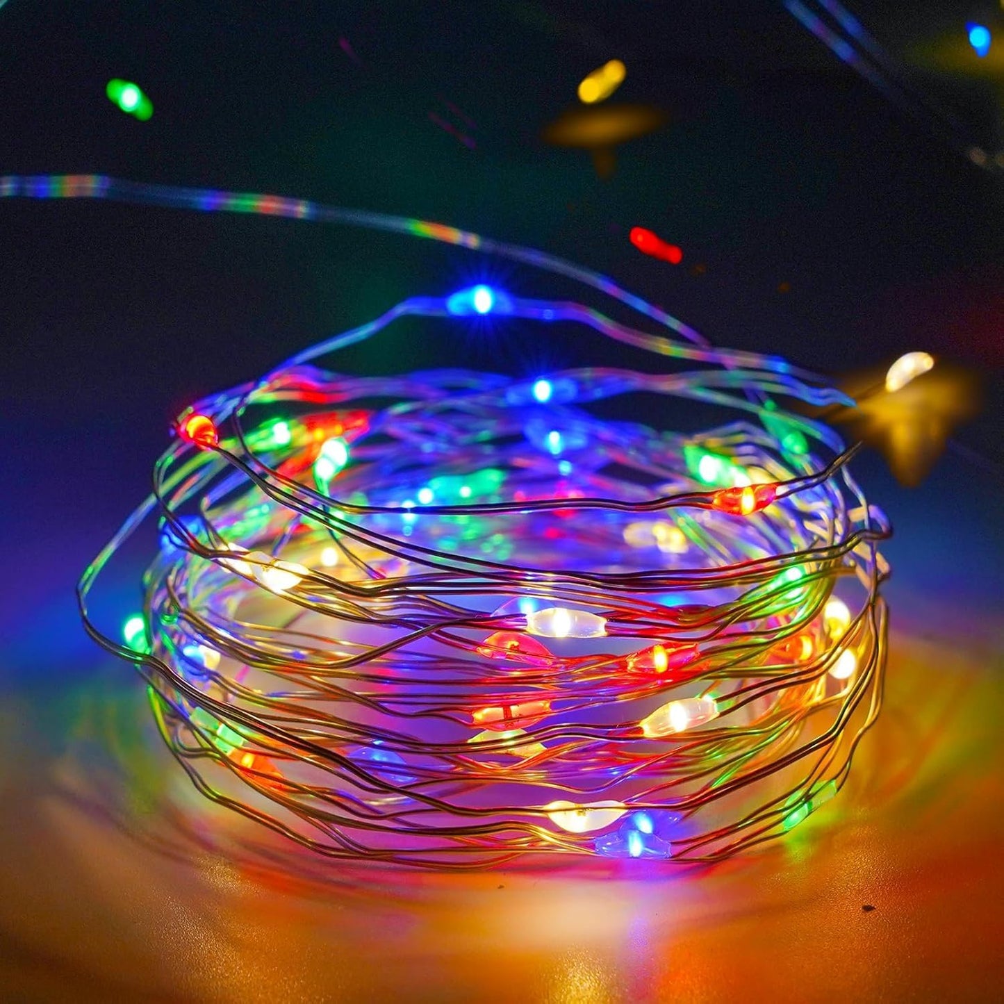 4-Pack Multicolor Christmas Fairy Lights Battery Operated with Timer, Waterproof 16FT 50 LED String Lights Outdoor Indoor, Twinkle Lights for Bedroom Wedding Party Christmas Decoration (Multicolor)