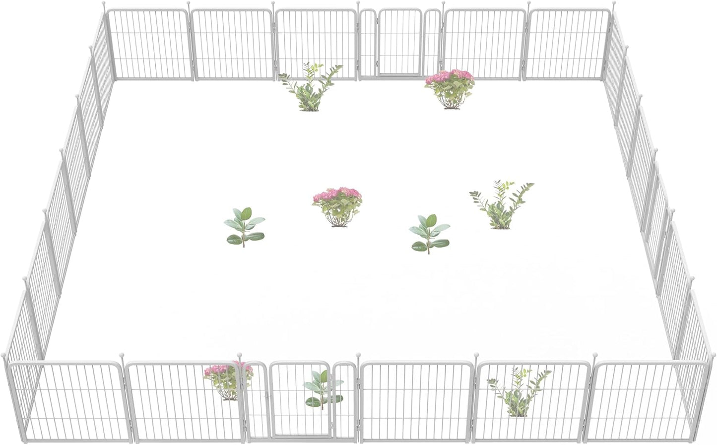 FXW Garden Fence Outdoor for The Yard – 24in(H) x 44.4ft(L) Heavy Duty Metal Animal Barrier for Dog and Rabbit, Decorative Dog Fence, 24 Panels, White