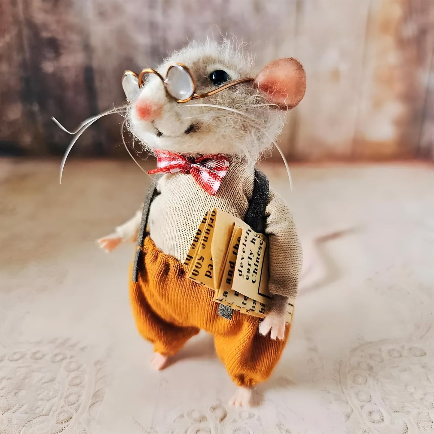 Felted Mouse, Cute Miniature Dollhouse Felt Mouse Ornament, Felt Wool Mice Figurine for Holiday Decor, Needle Felted Mouse Doll Decorations Festival Statue (Halloween)