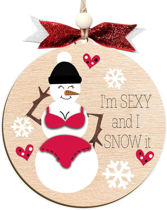 Funny Holiday Ornament 2025 – Wooden Christmas Tree Decoration for Adults - Exchange Funny Ornaments for Adults - Naughty Ugly Christmas Tree Hanging - Unique Christmas Ornaments