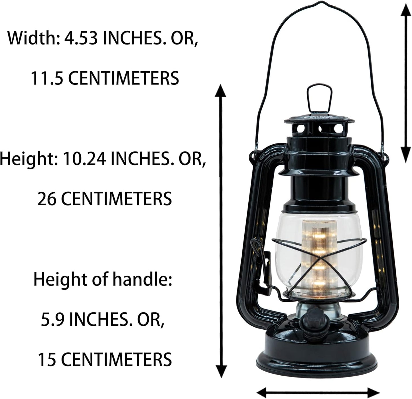 YAKii LED Vintage Lantern Metal Hanging Hurricane 12 LED Dimmer Switch Warm White Battery Operated Power Outage Indoor Camping Lighting Outdoor Brooklyn Decoration(Black)