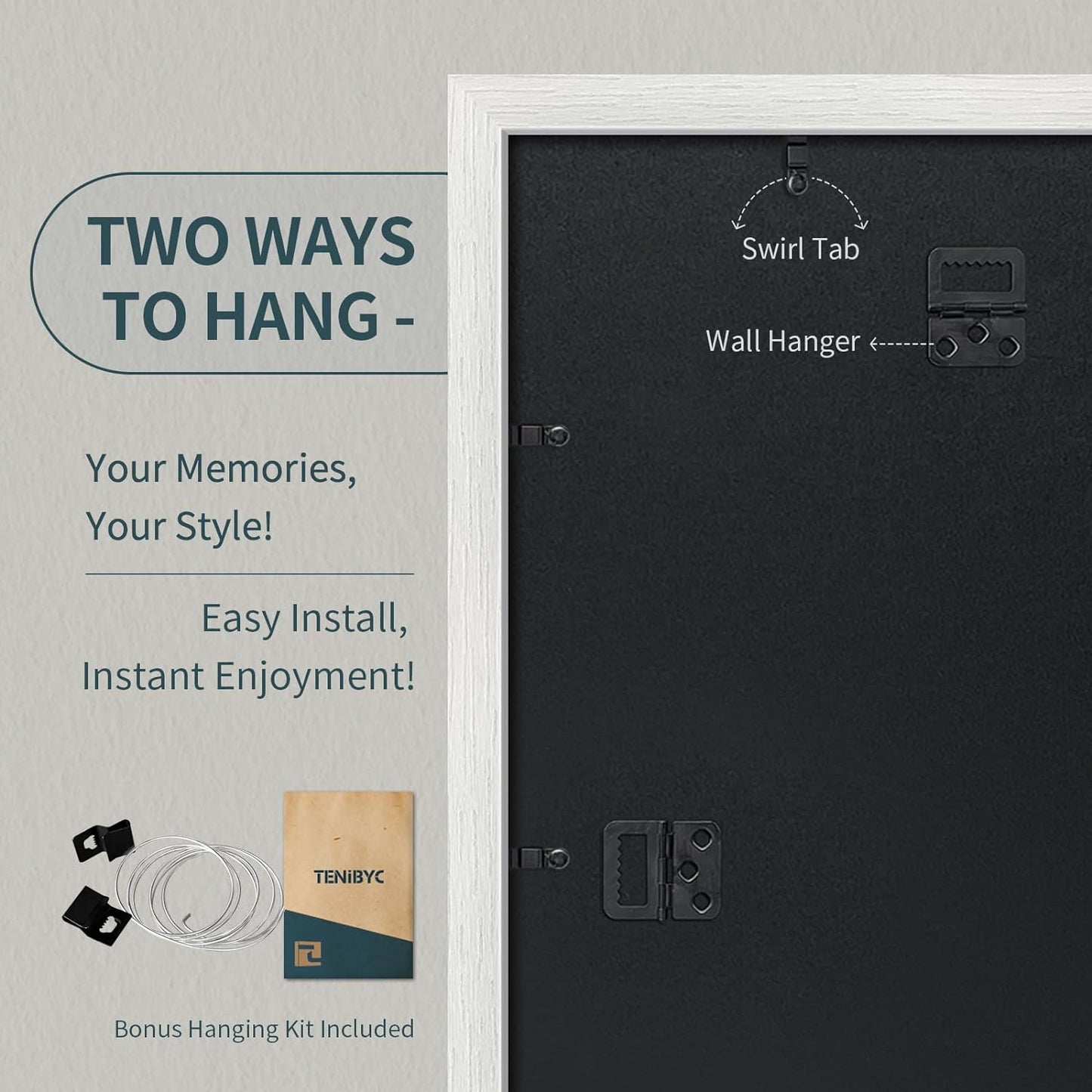 20x28 Picture Frame Set of 3 - White Woodgrain, Solid Wood Gallery Poster Frame - Wall Hanging