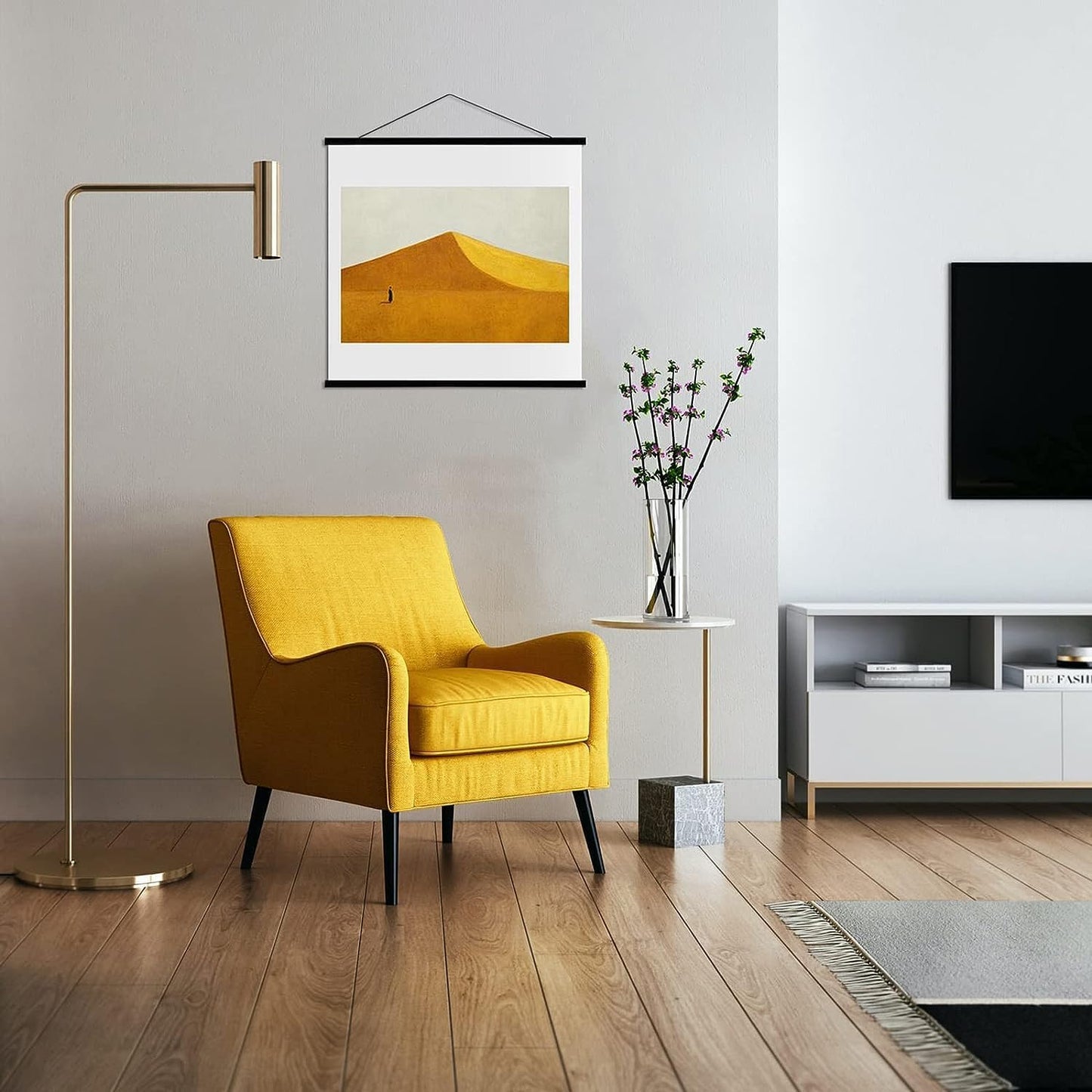 FALAMON Magnetic Poster Hanger Frame, 25x19 25x36 25x38 Teak Wood Magnet Poster Frame for Posters, Prints, Photos, Pictures, Maps, Scrolls, and Canvas Artwork(Black, 25")