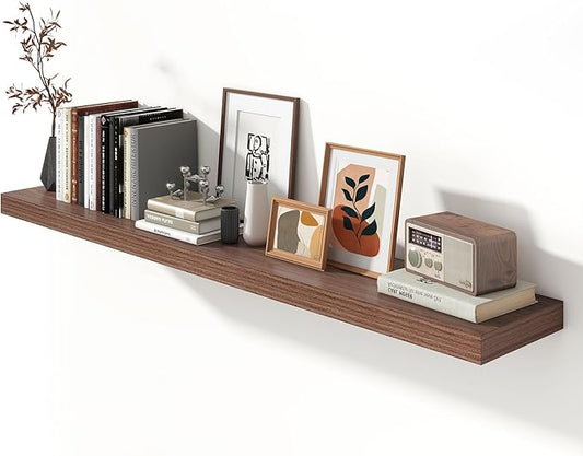 12 Inch Deep Floating Shelves for Wall | 72W x 12D Floating Shelves Set of 1 | Rustic Walnut Long Floating Shelves for Living Room Bathroom Laundry Room Bedroom Kitchen Home Office