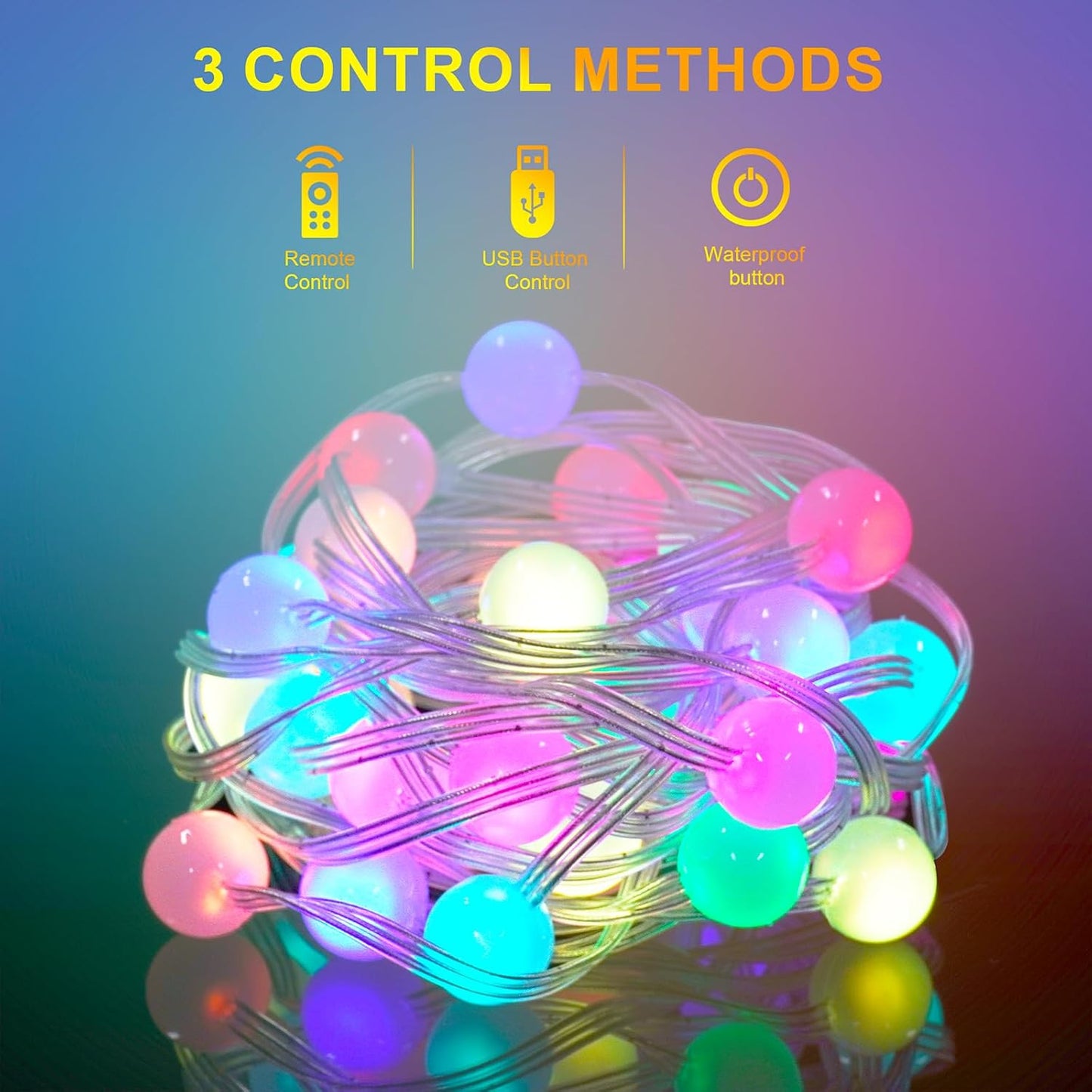 Fairy Lights Color Changing 16.5FT String Lights with Remote, 2-Pack Mini Ball LED Twinkle Lights USB Plug or Battery Powered for Indoor Outdoor Waterproof Party Garden Camping Decoration