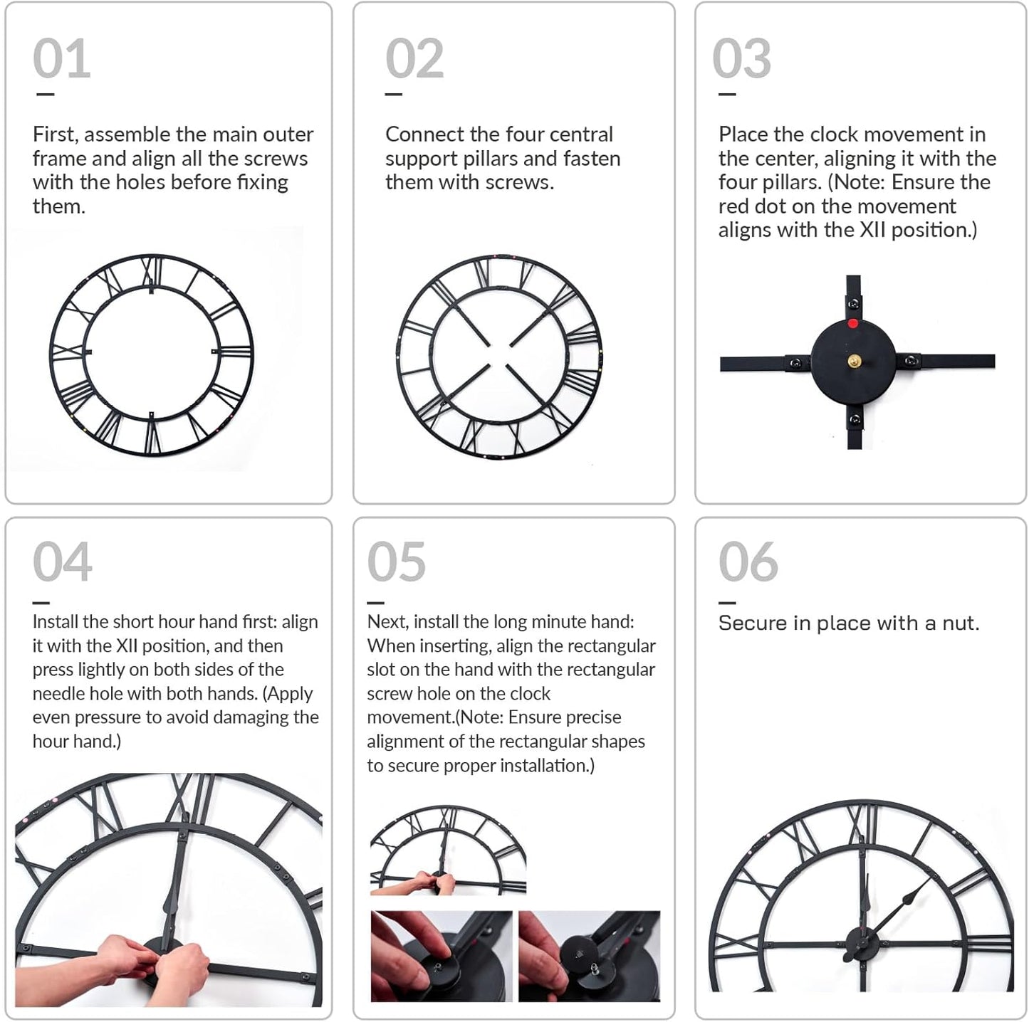 Large Wall Clock for Living Room Decor – 32 Inch Silent Non-Ticking Modern Farmhouse Wall Clock, Oversized Decorative Metal Roman Numeral Clock, Bronze