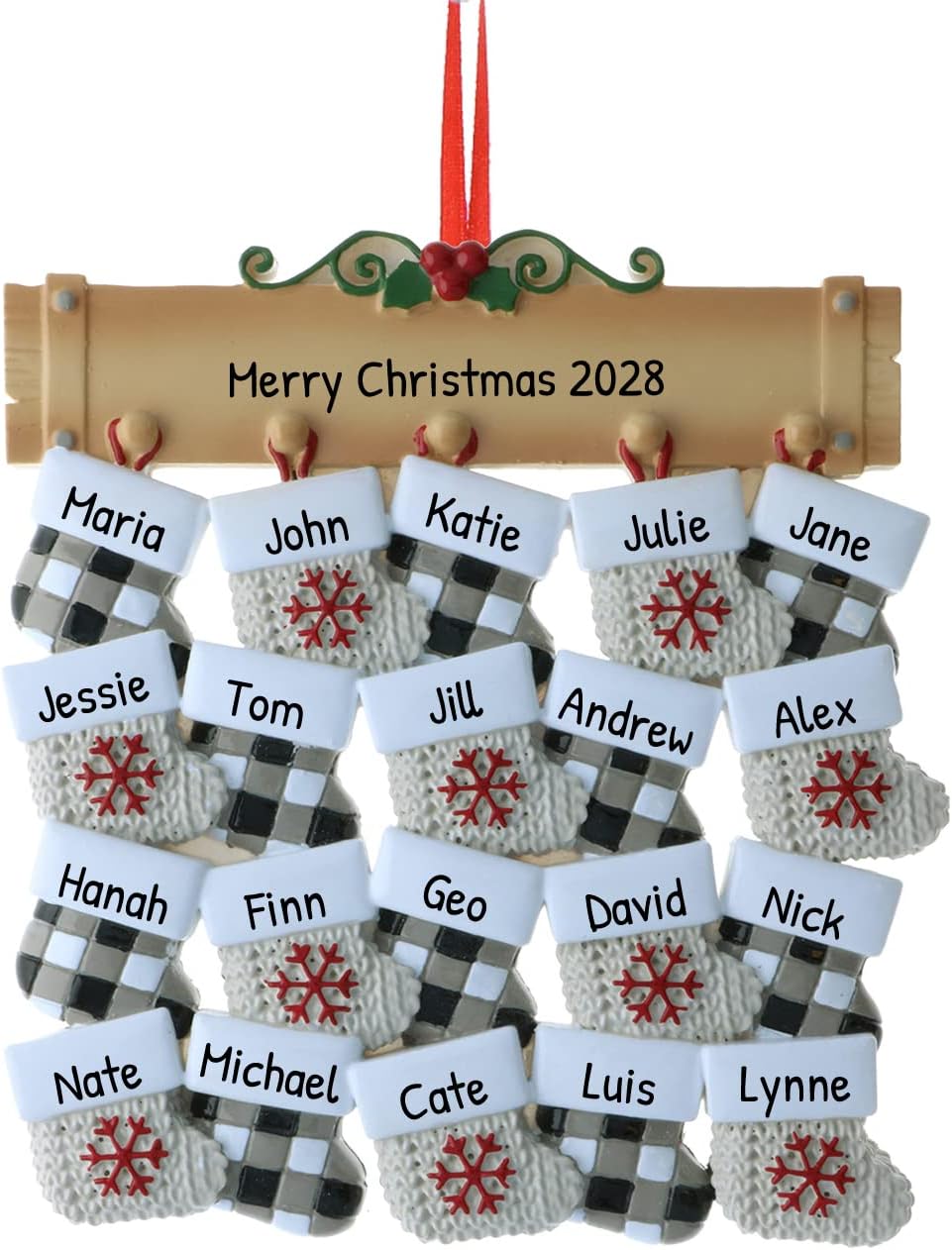 3D Stockings Family of 20 Ornament 2025 Personalized Family Christmas Ornaments 2025 | Holiday Stockings Personalized Tree Ornaments for Grandchildren, Siblings & Grandkids of Twenty Ornament