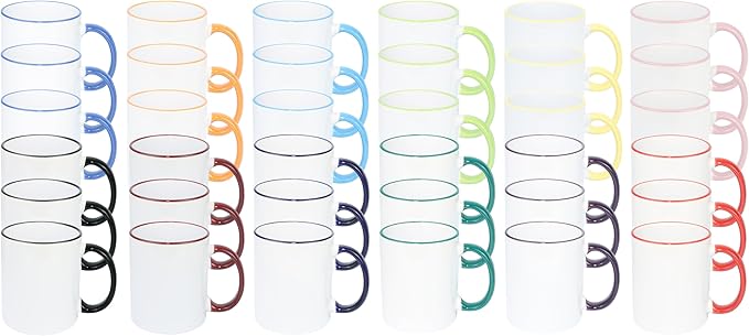 11oz White Ceramic Sublimation Coffee Mug in White Gift Box,12 Mixed Colors Banded, Case of 36