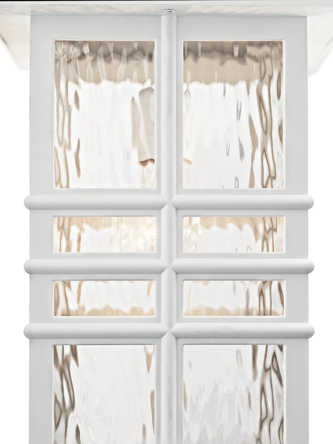 Kichler Beacon Square 14.25" Outdoor Wall Light in White, 1-Light Exterior Wall Sconce with with Clear Hammered Glass, (14.25" H x 8" W), 49830WH