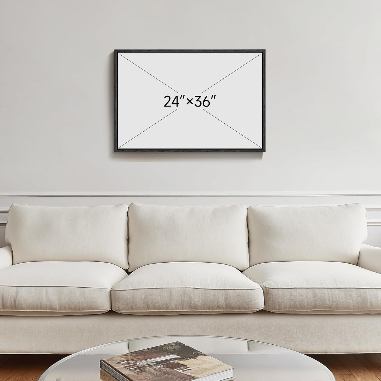 Framed Black and White Abstract Canvas Wall Art, Large Modern Art Prints Paintings Artwork for Walls, Minimalist Gray Pictures for Living Room Bedroom Dining Room Office Bathroom Wall Decor 24x36 In