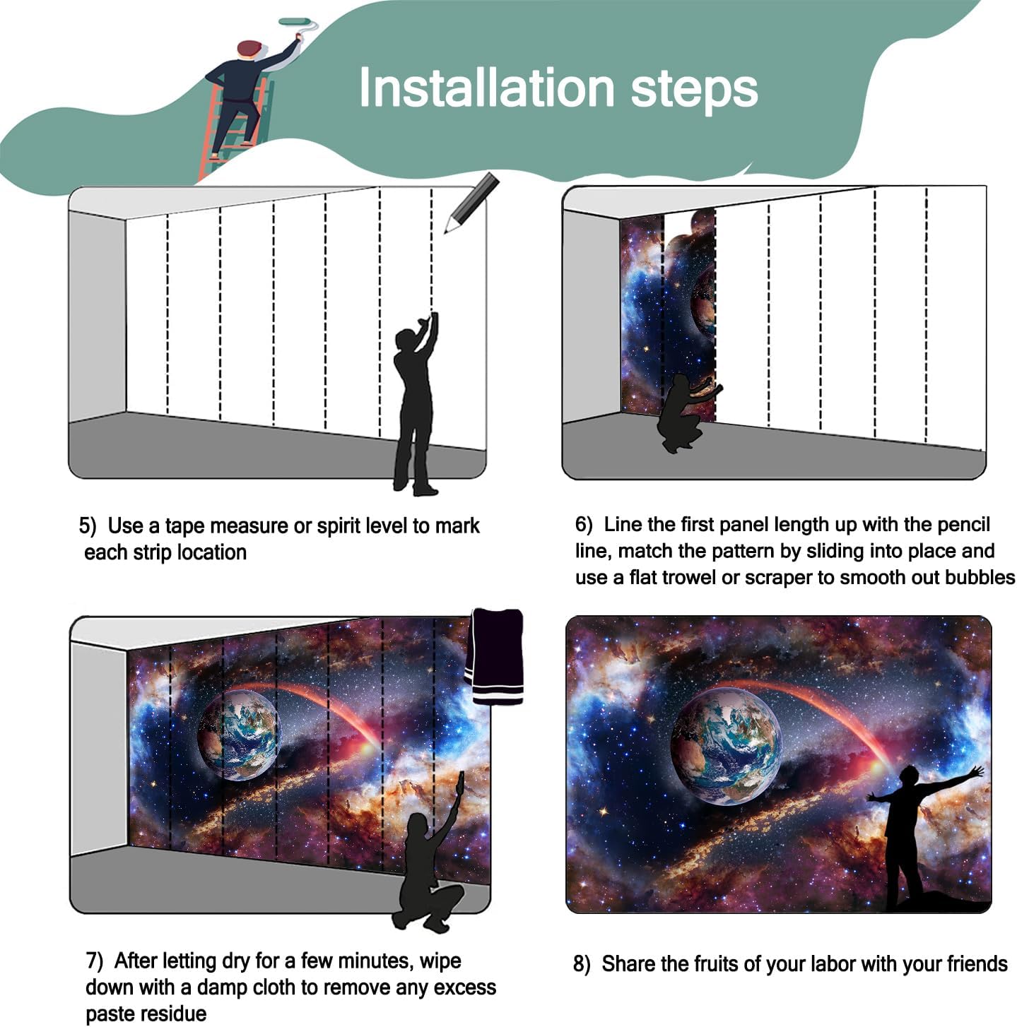 -Colorful Star Bright Star Bedroom Living Room Wallpaper XT13 M 140" x 91"