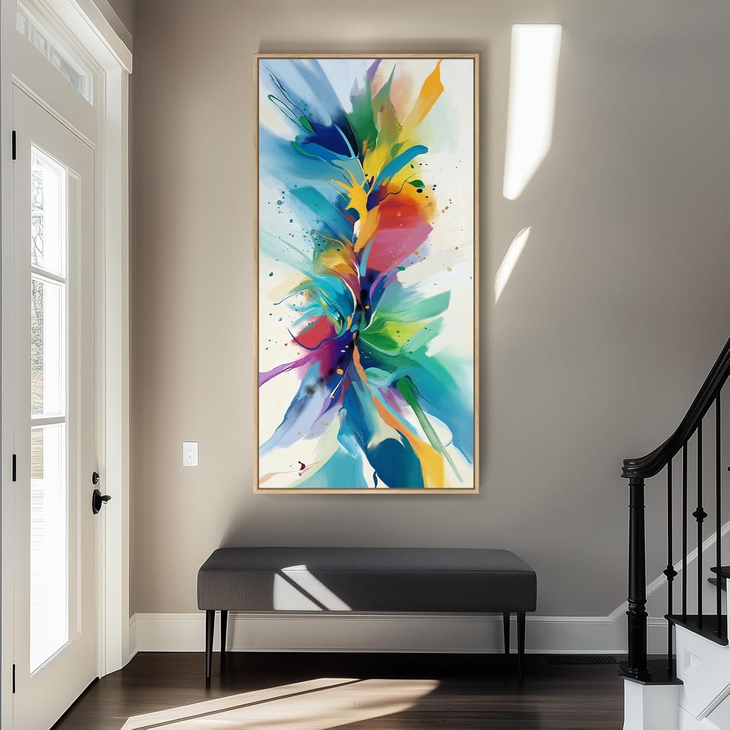 Framed Extra Large Colorful Abstract Wall Art for Living Room, Modern Horizontal Bright Canvas Prints Paintings Artwork for Walls, Bold Color Pictures for Hallway Dining Bedroom Office Wall Decor 30x60 In