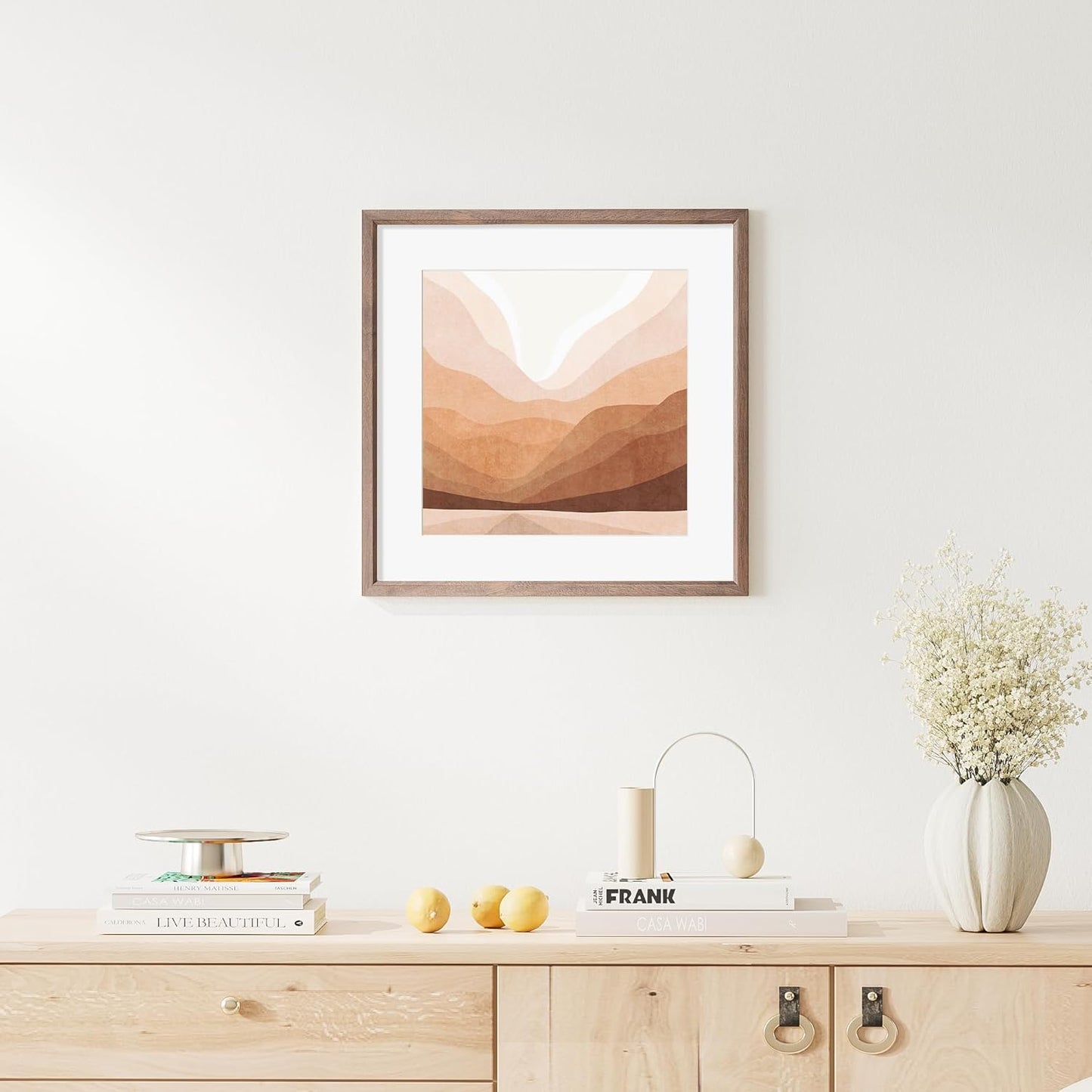 16x16 Picture Frame Natural Solid Walnut Photo Frames with 12x12 Removable Mat Wall Hanging Large Handcrafted Frame with HD Plexiglass Wall and Tabletop Display Large Poster Frame