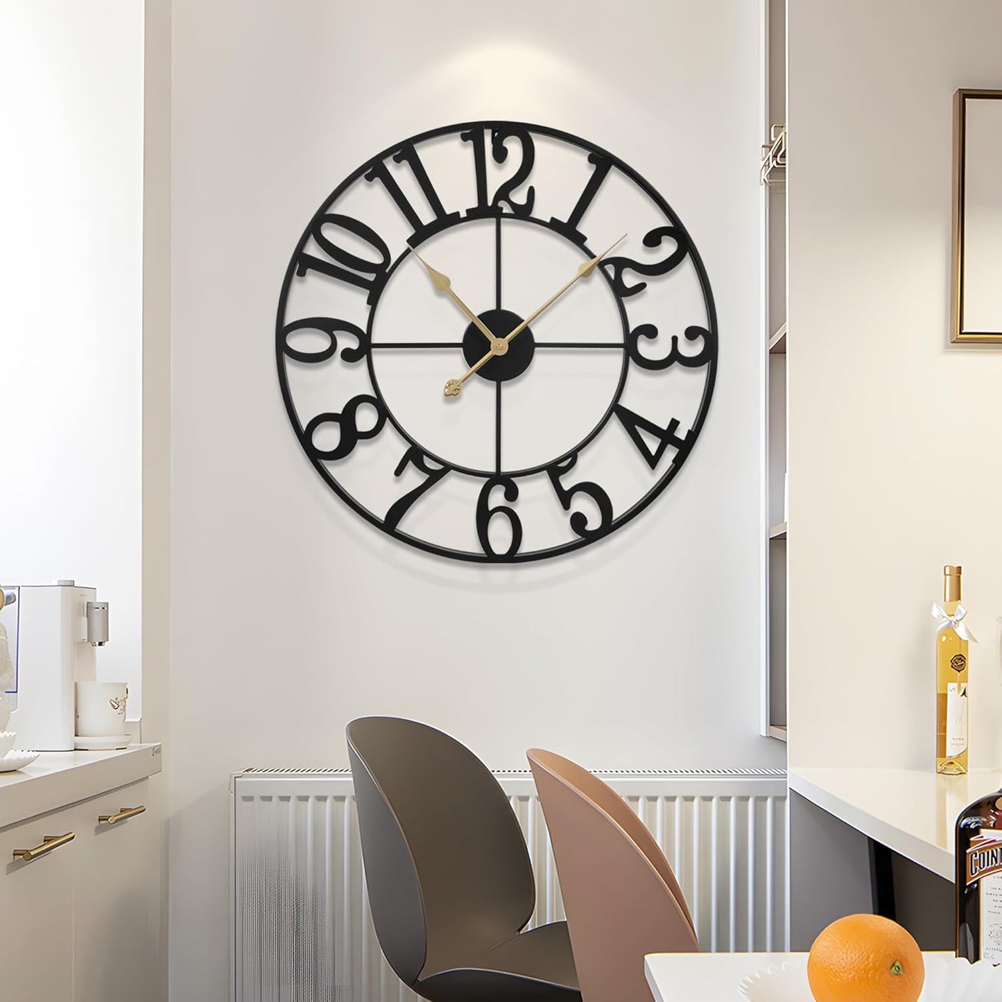 1st owned Large 24 Inch Silent Non-Ticking Wall Clock - Battery Operated, Metal Vintage Retro Decorative Modern Wall Clock for Bedroom, Kitchen, Office, Farmhouse Decor