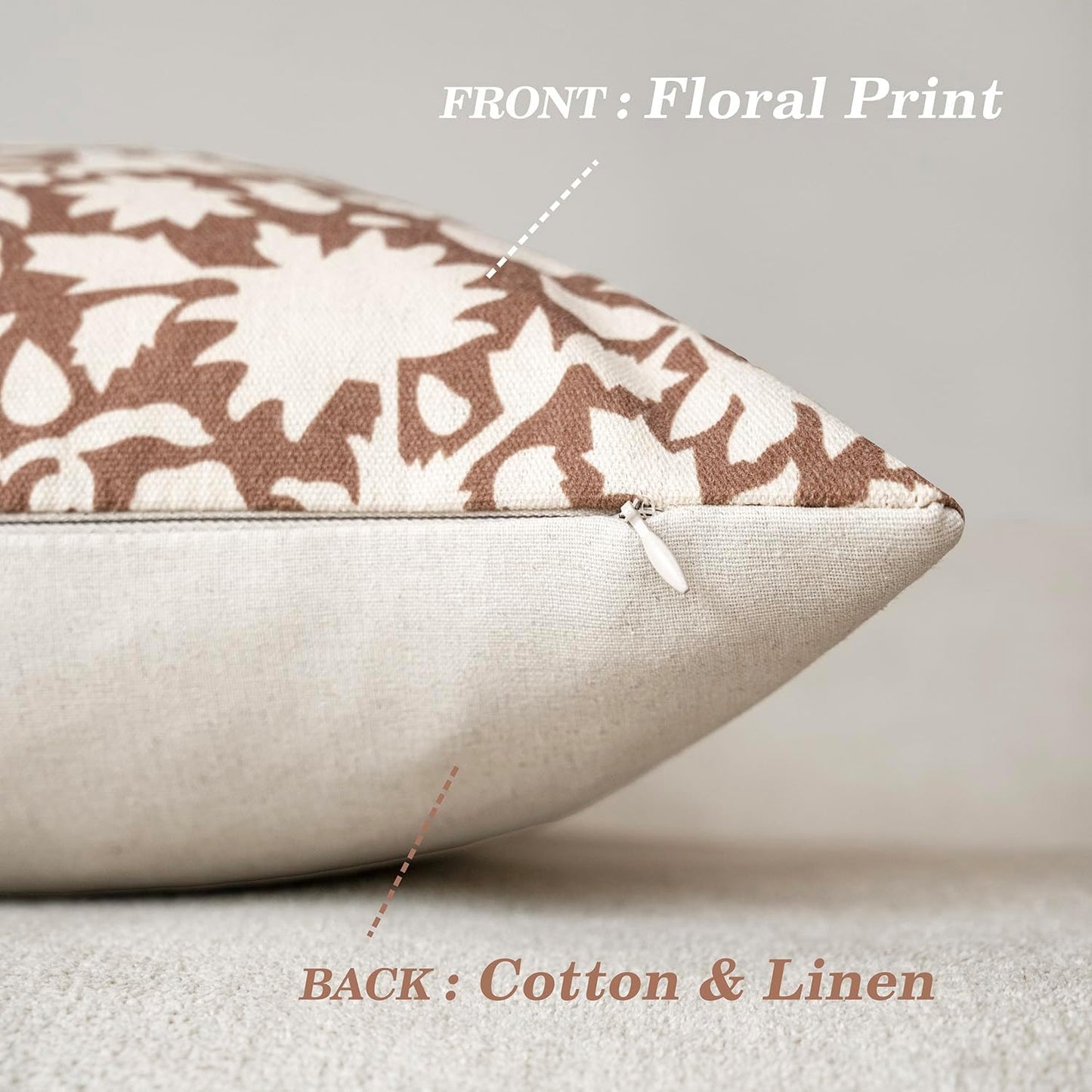 Foindtower Set of 2 Decorative Neutral Floral Throw Pillow Covers Accent Farmhouse Cushion Covers Boho Pillowcase for Couch Sofa Bedroom Living Room Home Decor Outdoor,12×20 Inch,Light Orange Brown