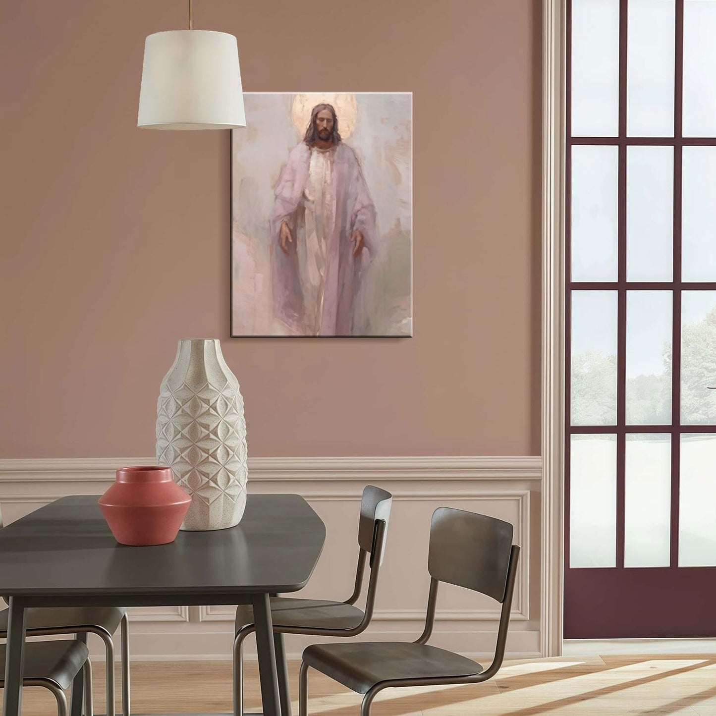 Framed Jesus Christ Christian Wall Art Decor Canvas Print Wall Painting Canvas Poster Picture Faith Religious Artwork for Living Room Bedroom Church Gallery Decor 16x24 Inch Ready to Hang