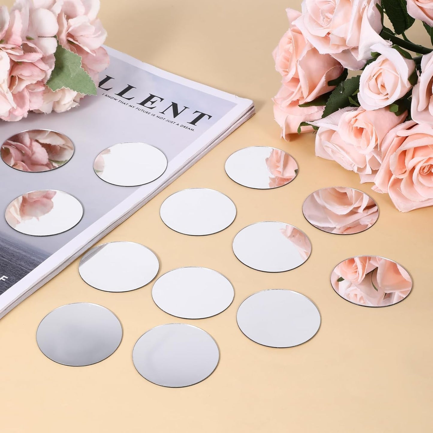 20pcs Mini Acrylic Mirror Tiles Round Mirror Stickers 3in Self Adhesive Small Round Mirror Small Circle Mirror DIY Crafts Small Decorative Mosaic Mirror Sheets for Walls
