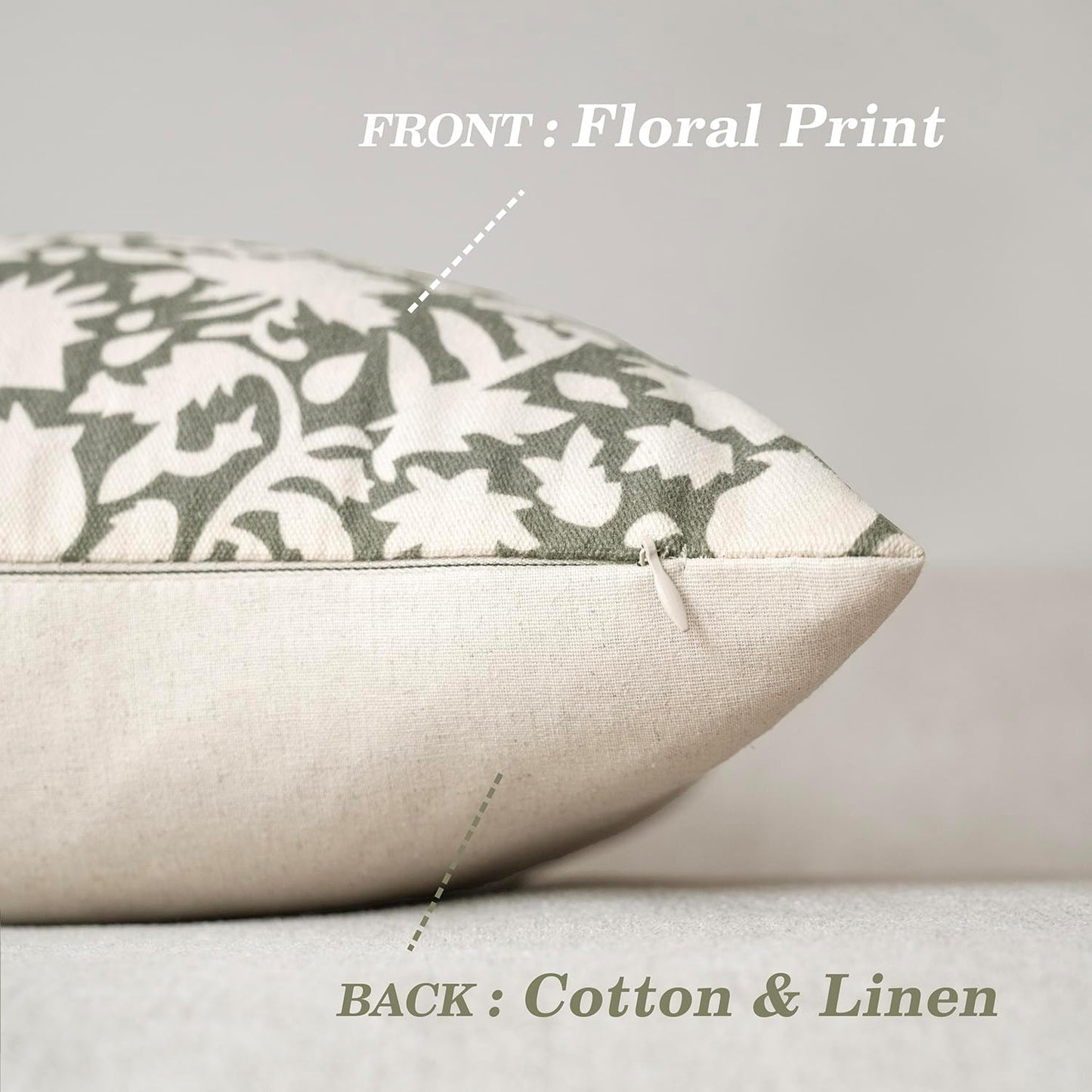 Foindtower Set of 2 Decorative Floral Long Body Lumbar Throw Pillow Covers Accent Farmhouse Cushion Cover Neutral Pillowcase For Couch Sofa Bedroom Living Room Home Decor Outdoor,14×36 Inch,Sage Green