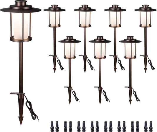 12V Landscape Path Light, 5 Color Temperature Selectable Pathlight LED, IP65 Waterproof Walkway Lights Low Voltage Hardwired, 5W 150LM ORB Metal Outdoor for Garden Walking Area (8 Pack)