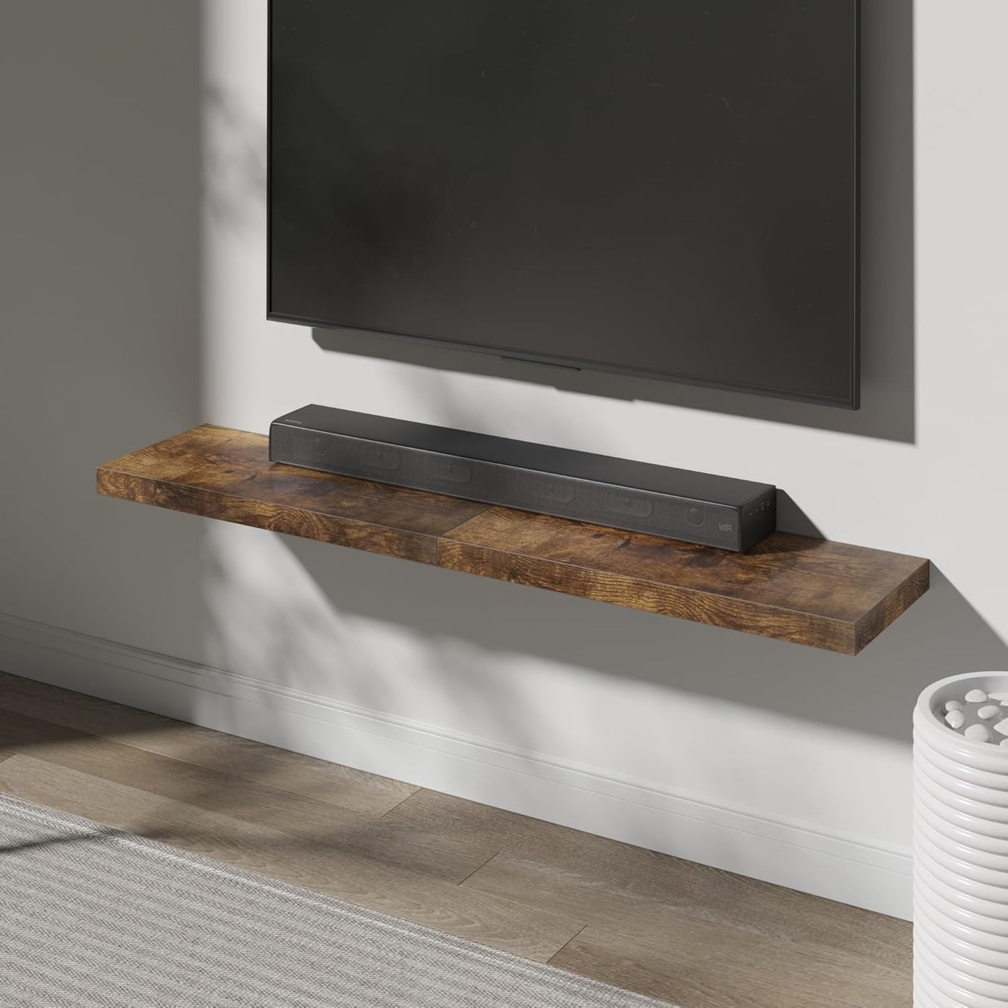 Floating Shelf, Set of 2 Wall Shelf, 24 in W x 12.75 in D x 2 in H Wooden Floating Wall Shelf with Invisible Brackets for Living Room/Bedroom/Bathroom/Kitchen Storage and Decor, Rustic Brown