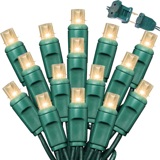 1200LED (24pk of 50L) String Lights,Twinkle, LED Christmas Lights, 6" SPACING,Green Wire,Warm White