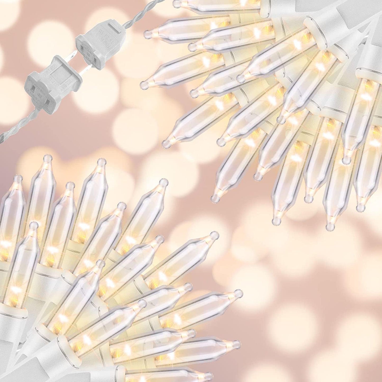 300LIGHTS(2*150L) Warm White Extra-Bright with End Connectors Christmas Decorative Lights 19.44m UL Certified Mini String Light Set Waterproof for Home Garden Holiday Tree Party Patio Wedding