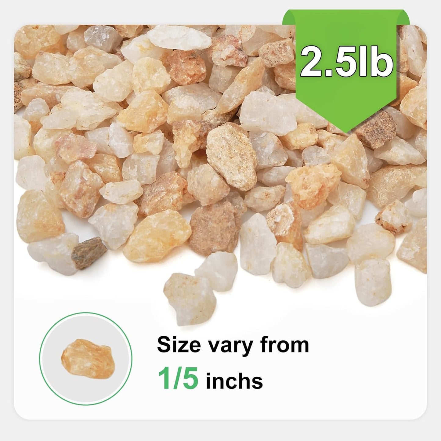 2.5 lbs Coarse Silica Sand for Indoor Plants, 1/5 Inch Natural Decorative Gravel for Vases, Aquariums, Terrarium, Fish Tank, Drainage Rocks for Potted Plants, Bamboo, Succulent, Crafts, Cactus
