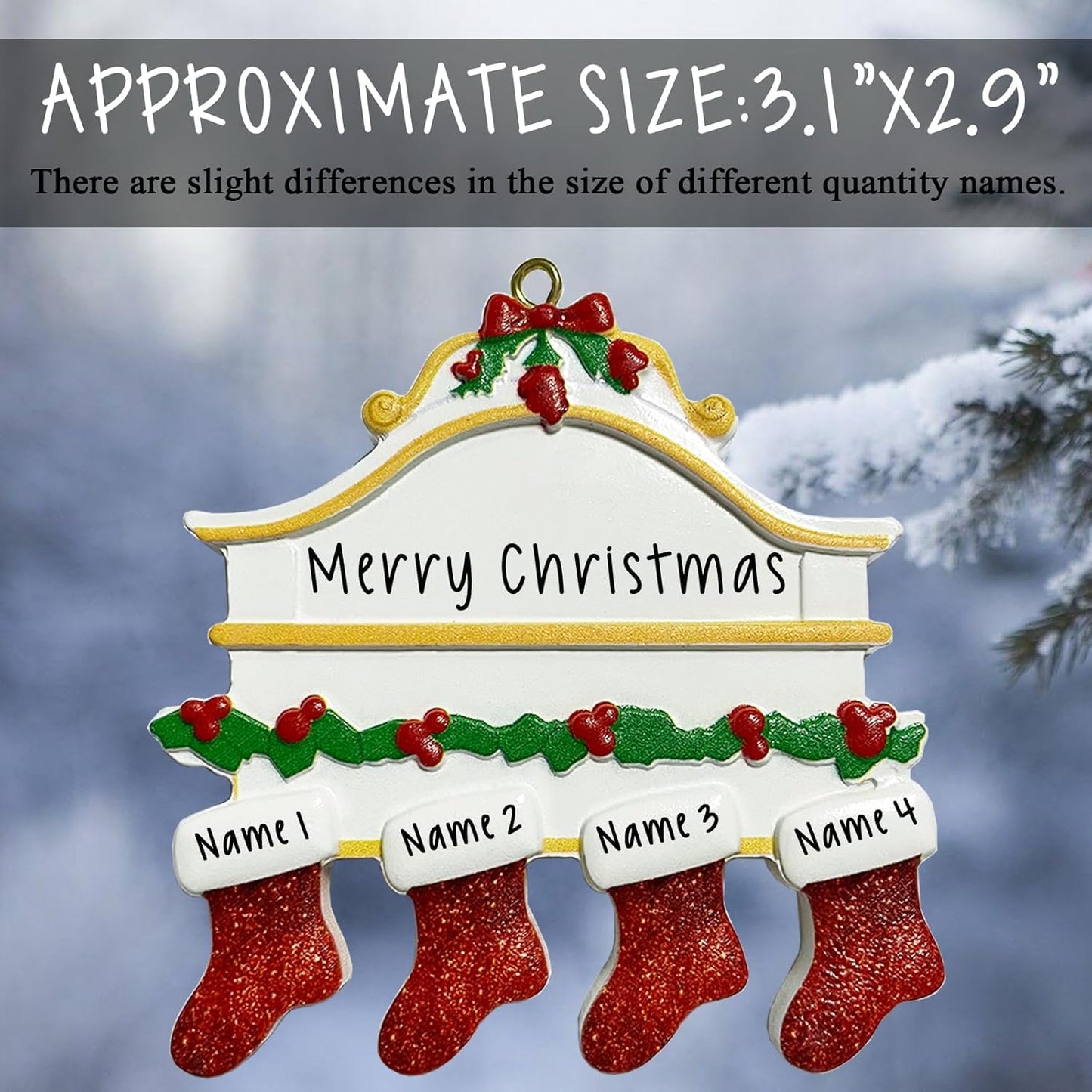 2025 Personalized Christmas Ornaments Family of 2/3/4/5/6/7/8,Custom Christmas Stoking Ornaments Deorations with Names,Customized Xmas Ornament Tree Deorations,Personalized Christmas Ornament Gifts