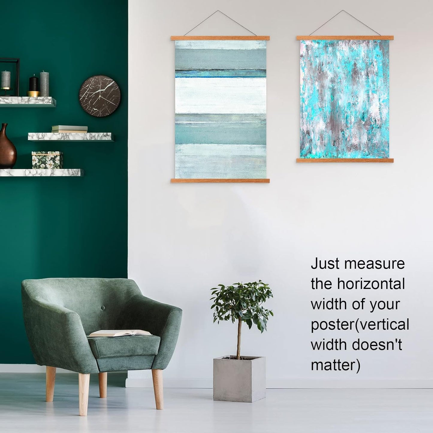 FALAMON Magnetic Poster Hanger Frame, 32x24 32x48 32x40 Teak Wood Magnet Poster Frame for Posters, Prints, Photos, Pictures, Maps, Scrolls, and Canvas Artwork