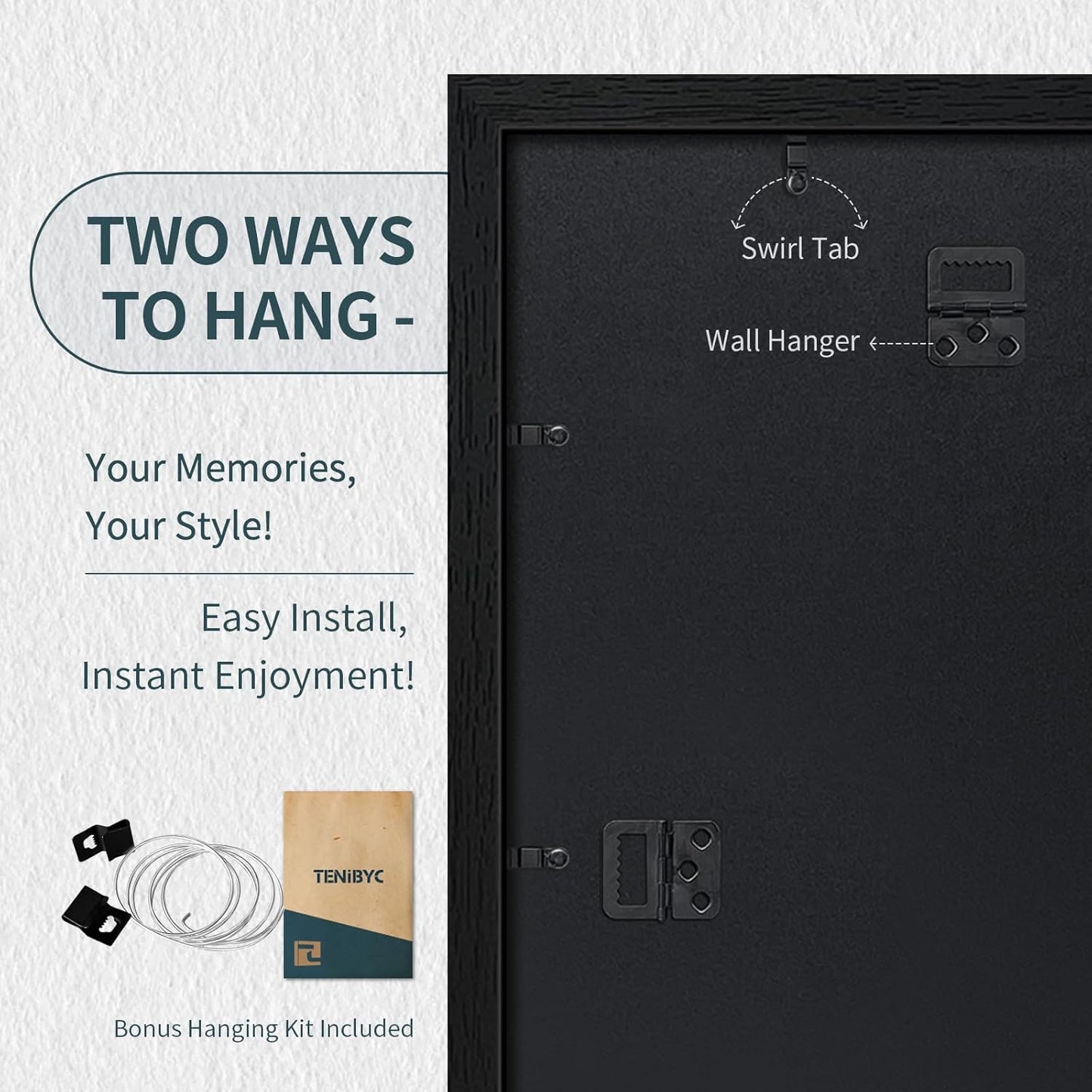 16x24 Poster Frame 3 Pack - Black, Textured Solid Wood Picture Frame, Wall Gallery Photo Frame