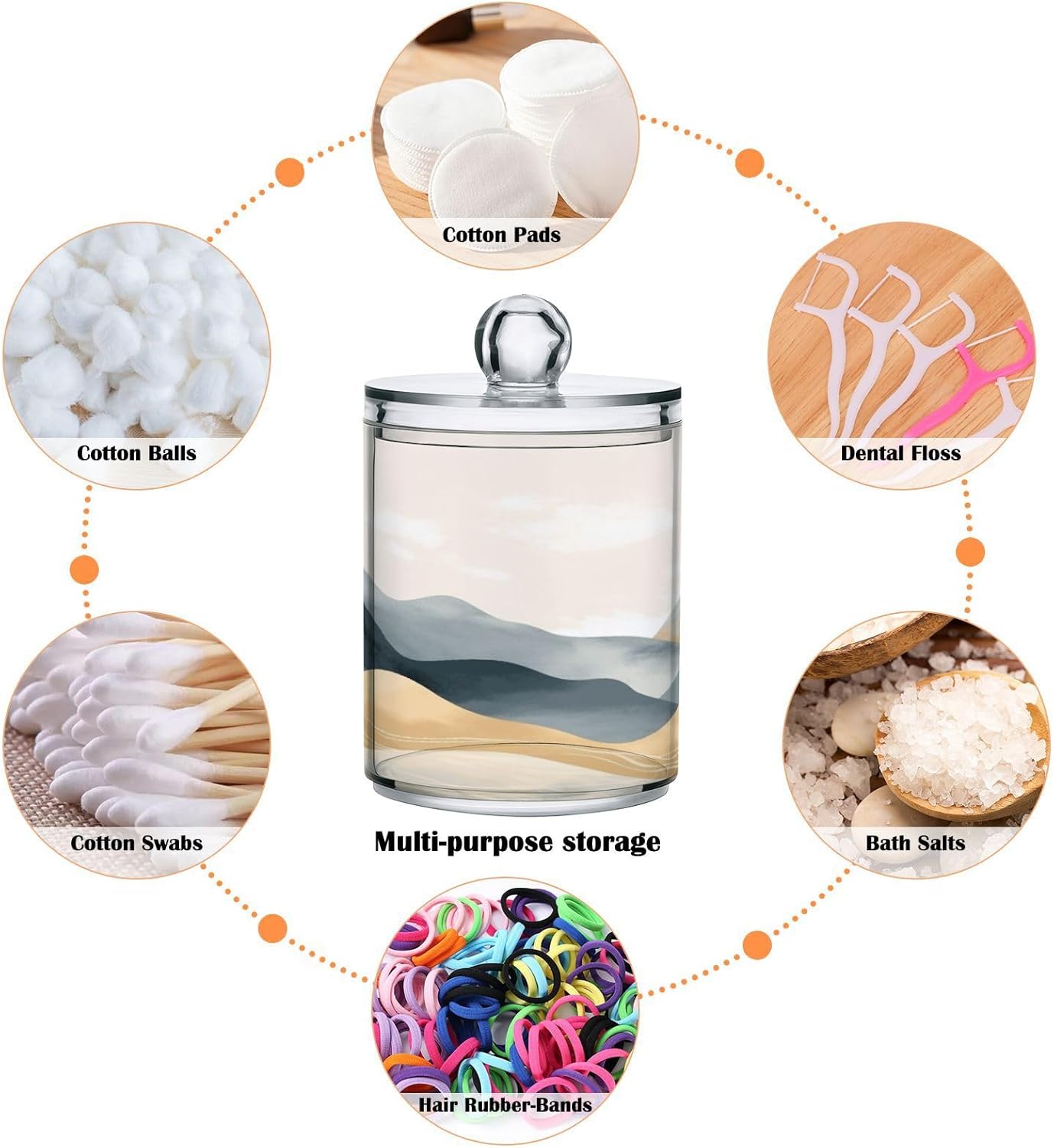 2 Pack Qtip Holder Organizer Dispenser Marble Mountain Bathroom Storage Canister Cotton Ball Holder Container for Cotton Pads/Swabs/Floss