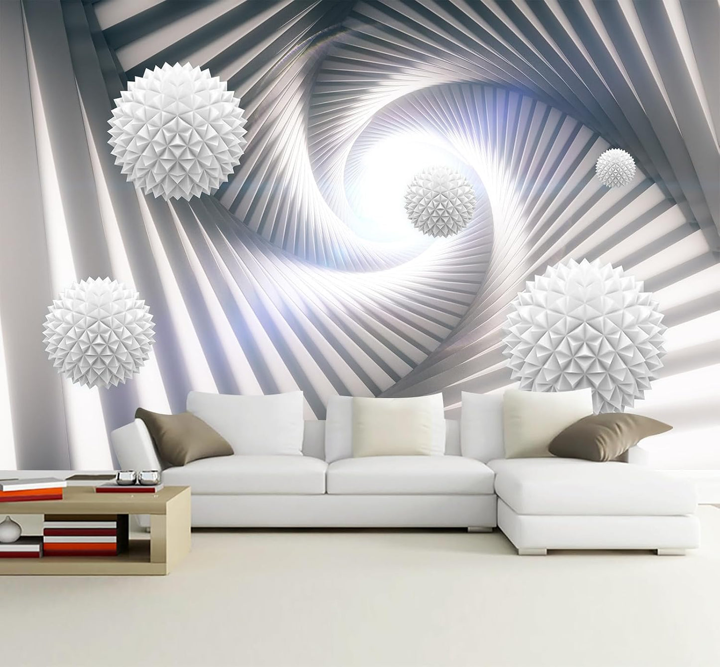 3D Space Tunnel Wallpaper Living Room Abstract Architecture Mural for Meditation Room (Not Peel and Stick)