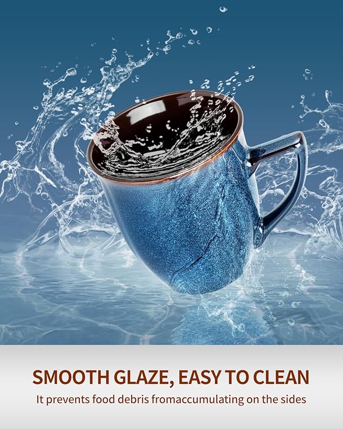 Ceramic Mugs 14 Oz,Mugs Set for Men Women, Ceramic Mugs Set with Large Handle for Coffee Tea Milk Cocoa, Coffee Cups Set of 6 Gift for Dad Mom,Easy to Clean & Hold, Microwave Safe.