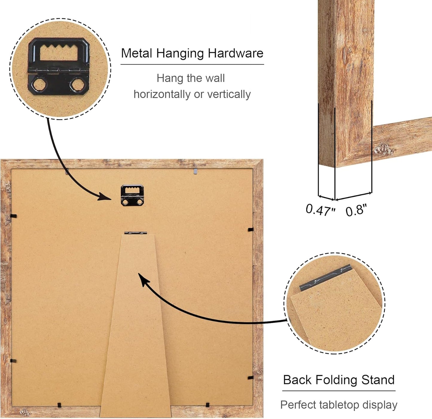 12x12 Picture Frame Set of 4, 12 x 12 Wood Photo Frames with Mat for 10x10 or 30x30cm Diamond Painting Art, Wooden Frame with Real Glass Cover for Wall and Tabletop Display,Brown