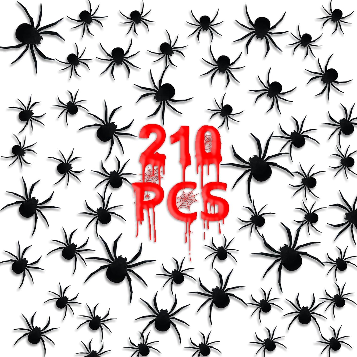 210 Pcs Halloween Spider Decorations Indoor, 4 Sizes 3D Plastic Spider Stickers Halloween Party Supplies Decorations for Home Wall Stickers Decor - Indoor Outdoor Room Window Décor