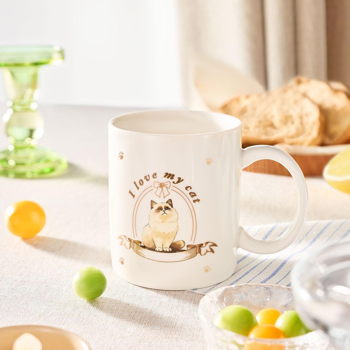 12Oz Cute Ragdoll Cat White Ceramic Mug, Mug for Daily Coffee and Tea, Lead-free Microwave and Dishwasher Safe Coffee Mug, Perfect gifts for Cat Lovers