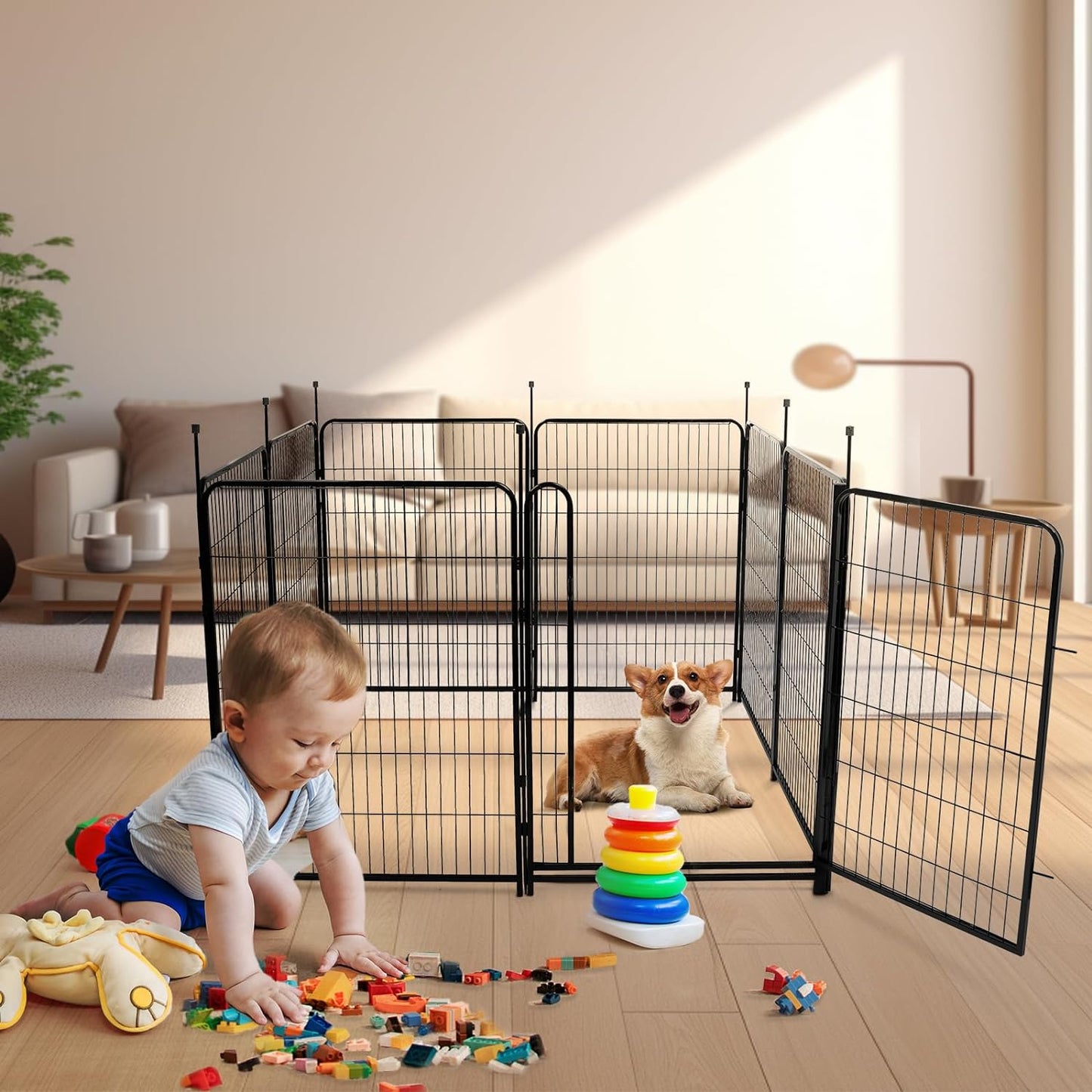 Garden Fencing 40 inch High, 14 Panels Total 31 Ft(L), Gate 21 inches Wide with Low Sills. Fencing for Garden Beds, Dog Digging Fences Barrier, Dog Fences for The Yard, Animal Barrier Fence